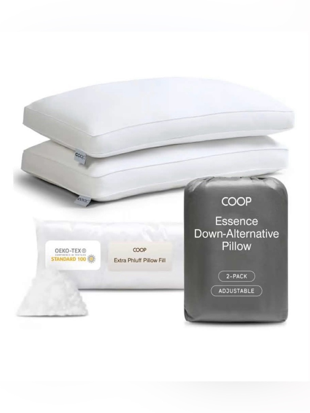 Essence Adjustable White Down-Alternative Pillow - 2 Pack